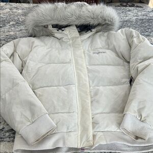 White Jacket with Faux Fur Hood
